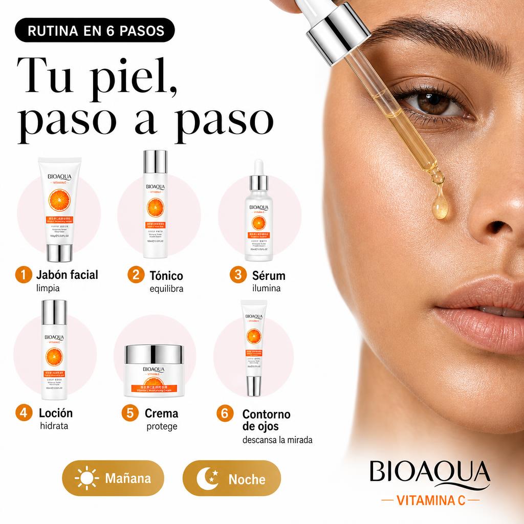 Rutina en 6 pasos del kit BIOAQUA Vitamina C